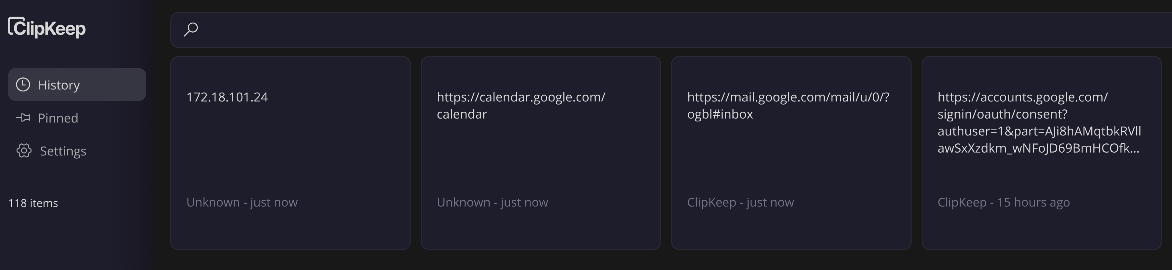 ClipKeep dark theme